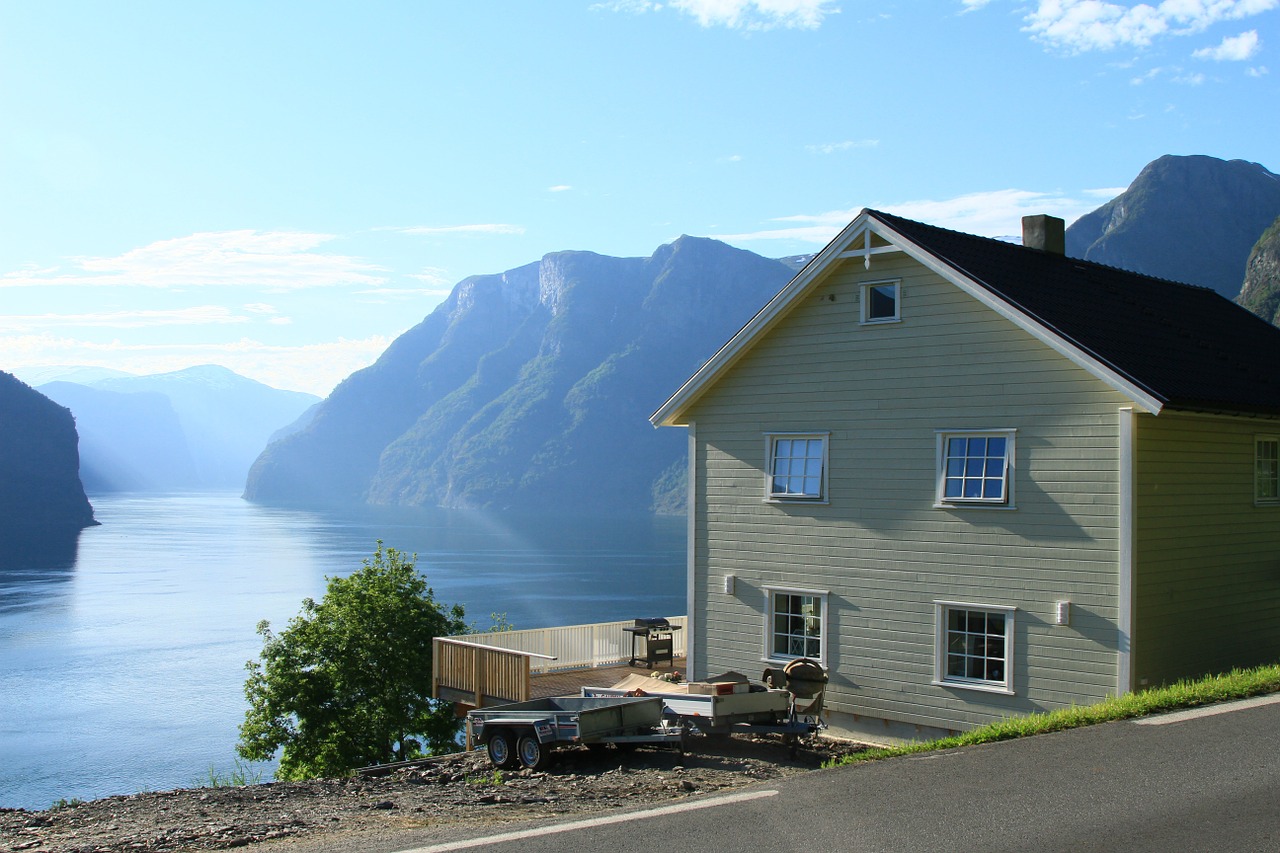 Norvegija, Fjordas, Ežeras, Namas, Kalnas, Nemokamos Nuotraukos,  Nemokama Licenzija