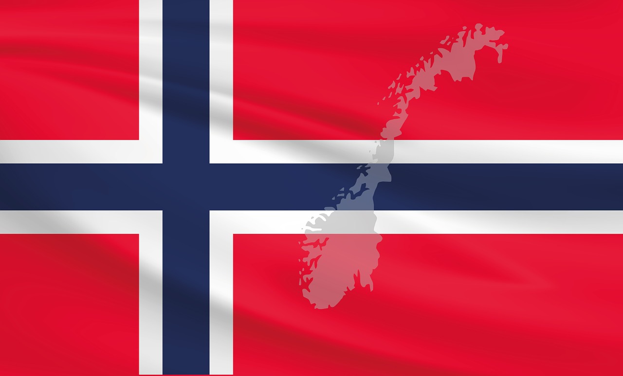 Norvegija, Vėliava, Reklama, Raudona, Balta, Mėlynas, Kirsti, Žemėlapis, Kontūrai, Nemokamos Nuotraukos