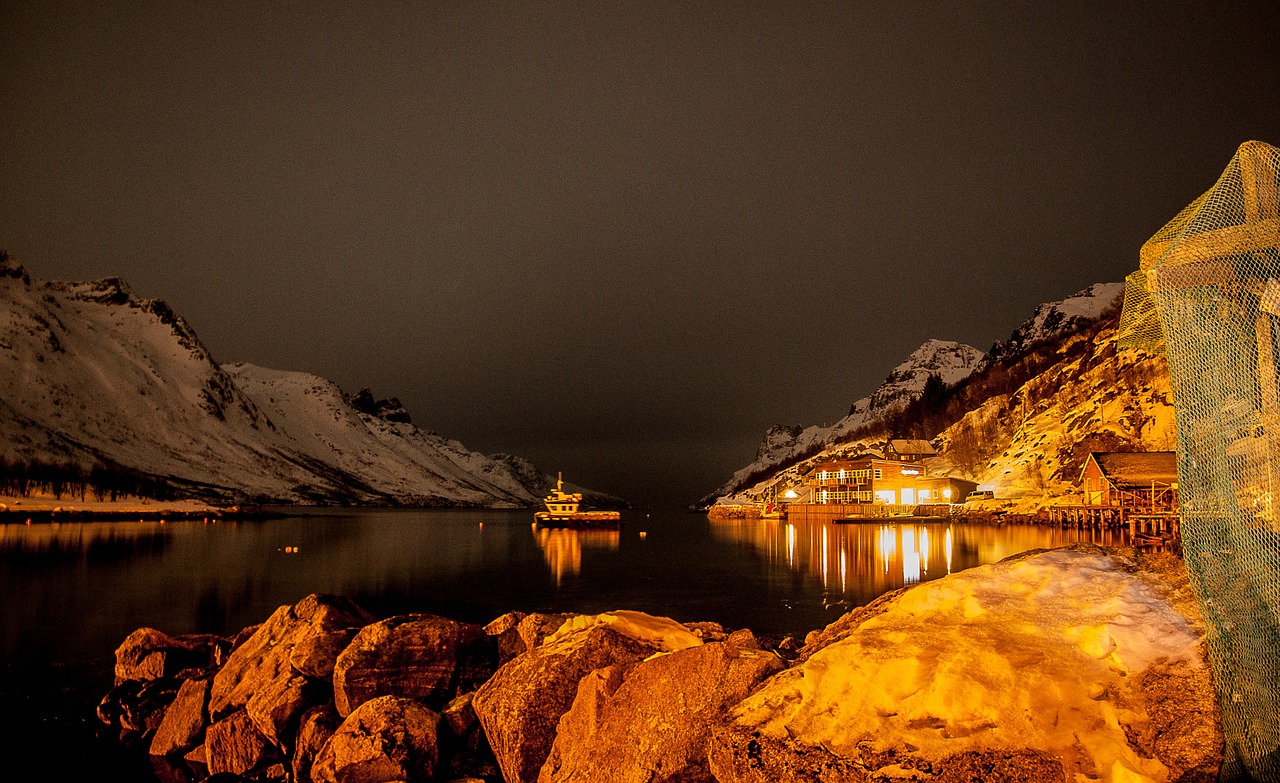 Norvegija, Uostas, Fjordas, Naktis, Arktinis Apskritimas, Nemokamos Nuotraukos,  Nemokama Licenzija