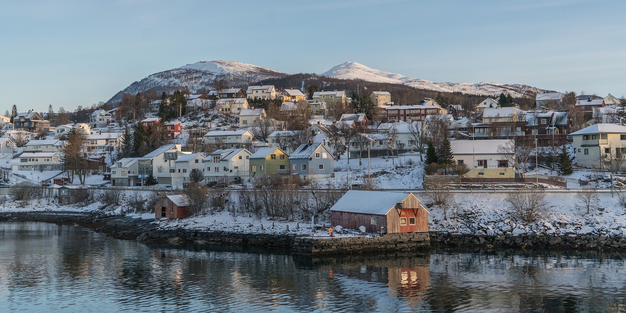 Norvegija, Tromso, Kranto, Skandinavija, Kraštovaizdis, Architektūra, Kelionė, Lauke, Jūra, Fjordas