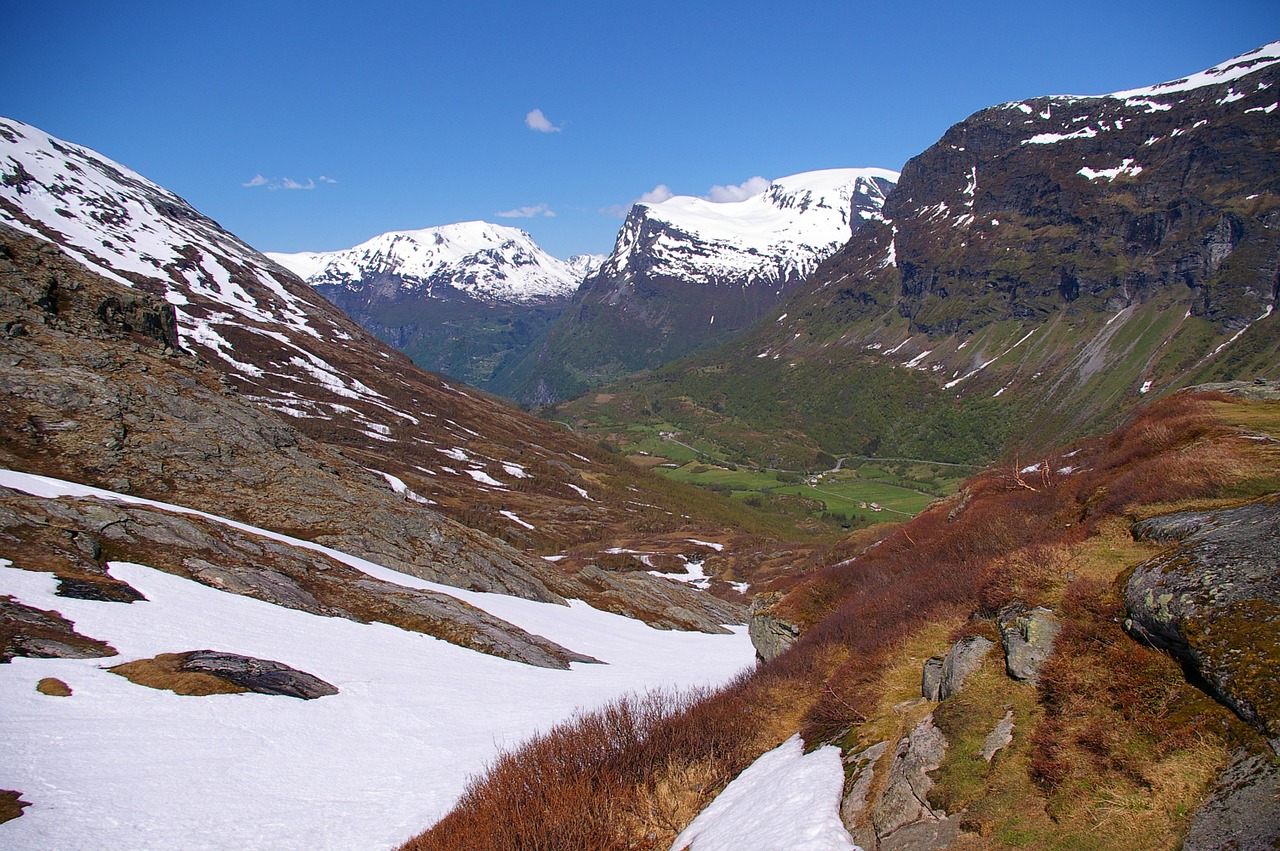 Norvegija,  Fjordlandschaft,  Kalnai,  Kraštovaizdis,  Gamta,  Kalnas,  Dangus,  Sniegas,  Aukščiausiojo Lygio Susitikimas,  Pavasaris