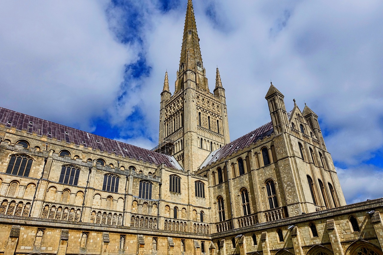 Norwich Katedra, Spire, Viduramžių, Architektūra, Krikščionis, Gotika, Papuoštas, Katedra, Norwich, Akmuo