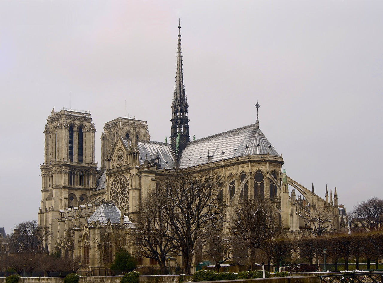 Notre, Dame, Katedra, Architektūra, Bažnyčia, Pastatai, Paris, Miestas, Miestai, Medžiai