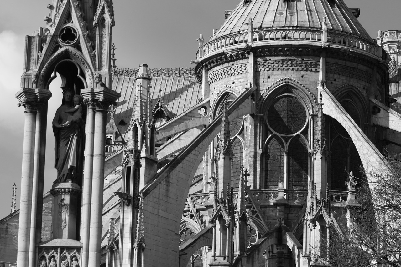 Notre Dame De Paris, Katedra, Paris, Paminklas, Juoda Ir Balta, Architektūra, Nemokamos Nuotraukos,  Nemokama Licenzija