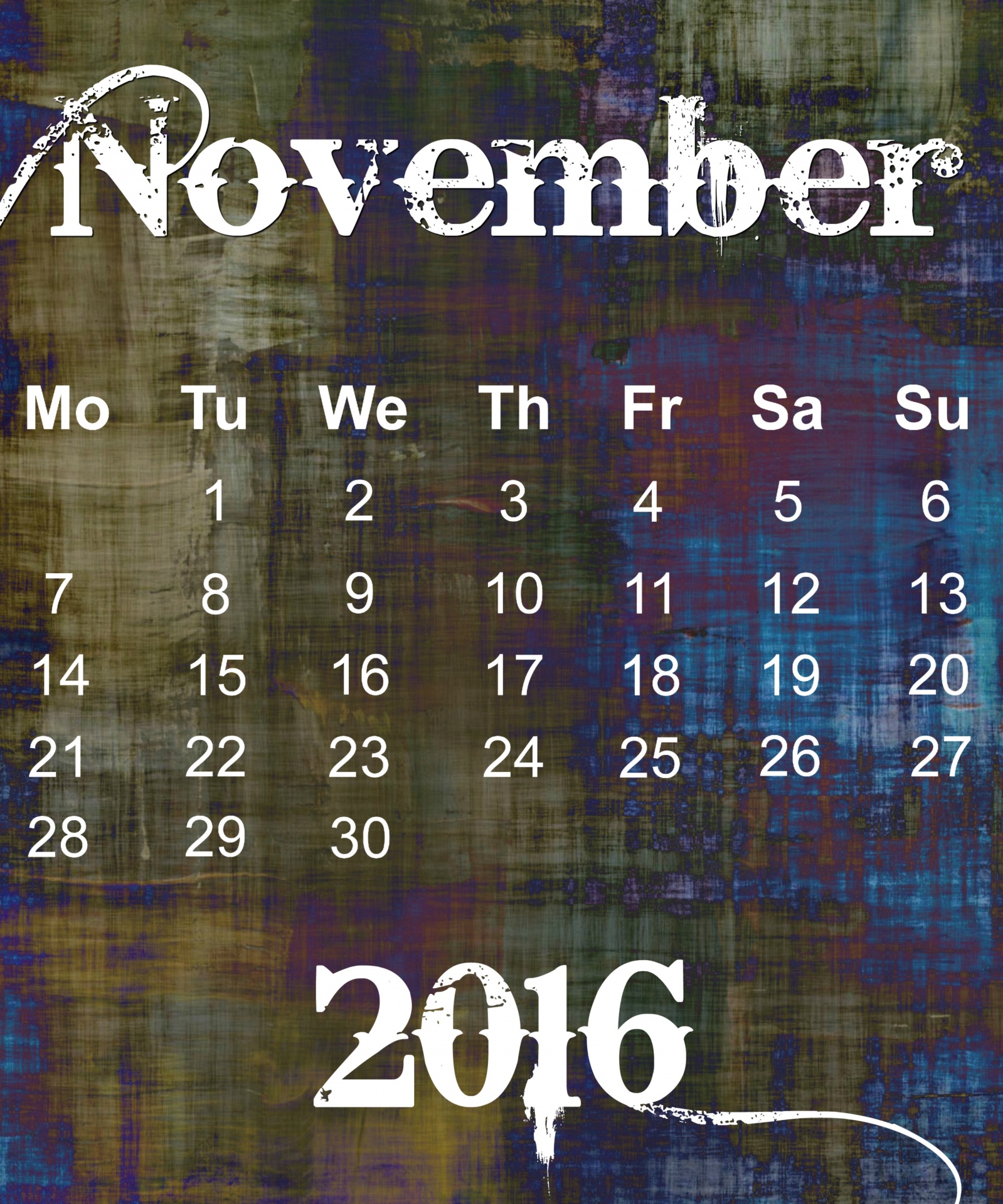 Lapkritis,  2016,  Kalendorius,  Plakatas,  Grunge,  Abstraktus,  Tapetai,  Data,  Diena,  Laikas