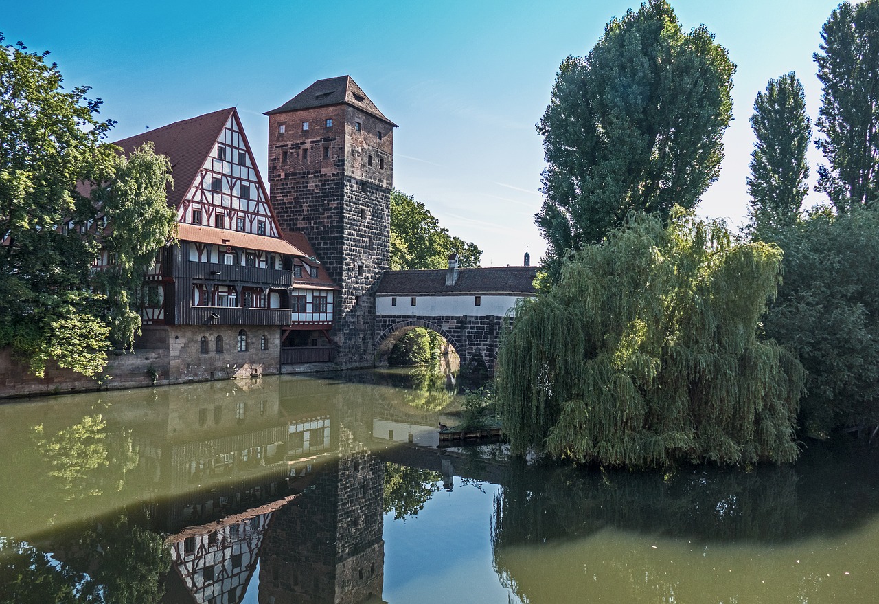 Niurnbergas, Istoriškai, Pegnitz, Senamiestis, Architektūra, Bokštas, Viduramžiai, Vokietija, Fachwerkhaus, Santūra