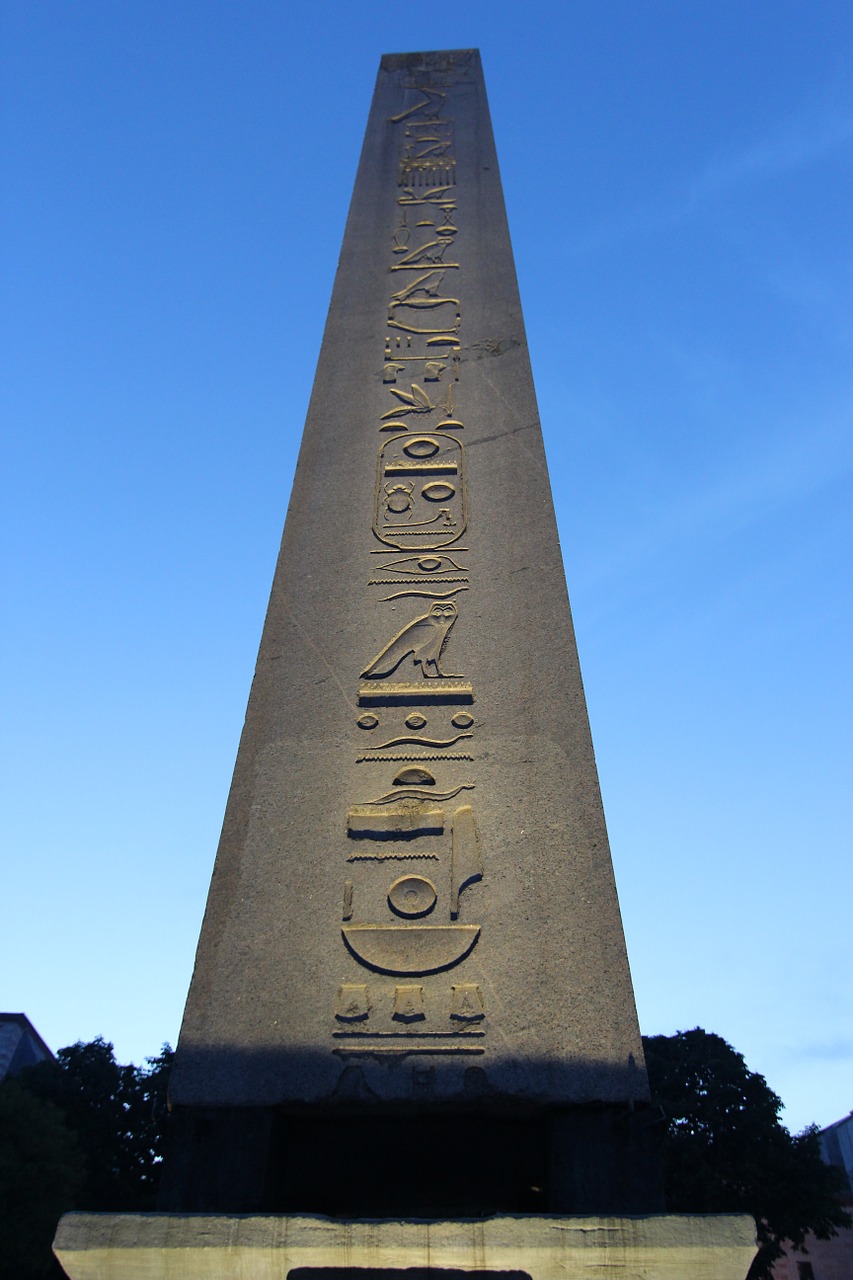 Obeliskas, Hieroglifai, Egiptas, Egizio, Turkija, Istanbulas, Dangus, Twilight, Šviesa, Perspektyva