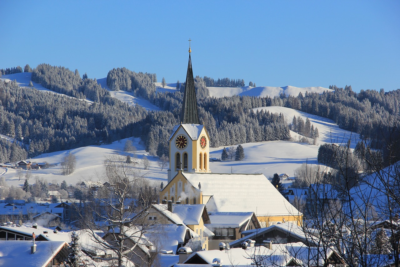 Oberstaufen, Miesto Vaizdas, Bažnyčia, Žiema, Nemokamos Nuotraukos,  Nemokama Licenzija