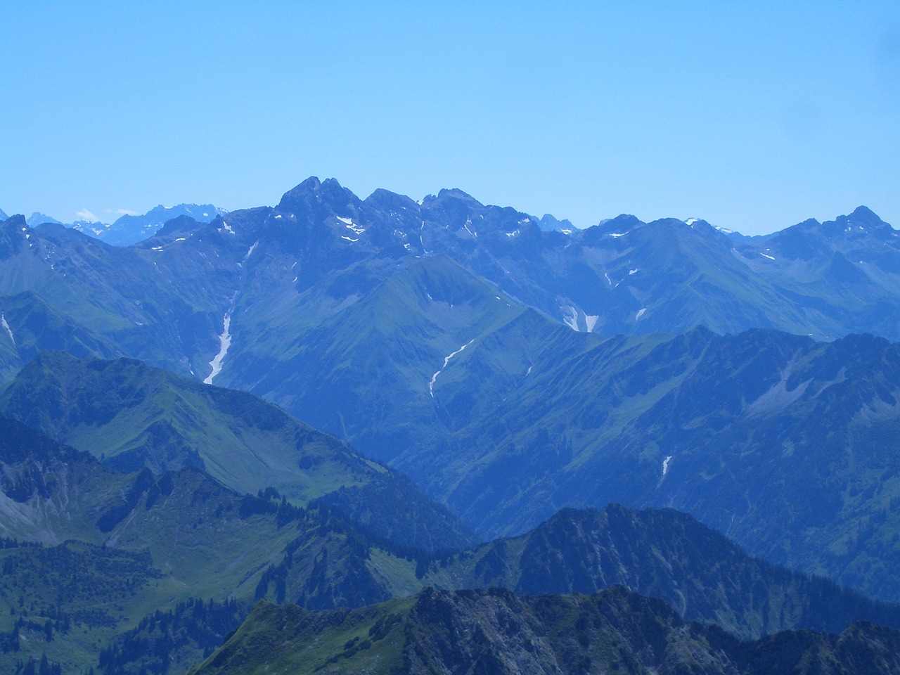 Oberstdorf, Bavarija, Allgäu, Kalnai, Panorama, Dangus, Saulėtas, Alpių, Austria, Tolimas Vaizdas