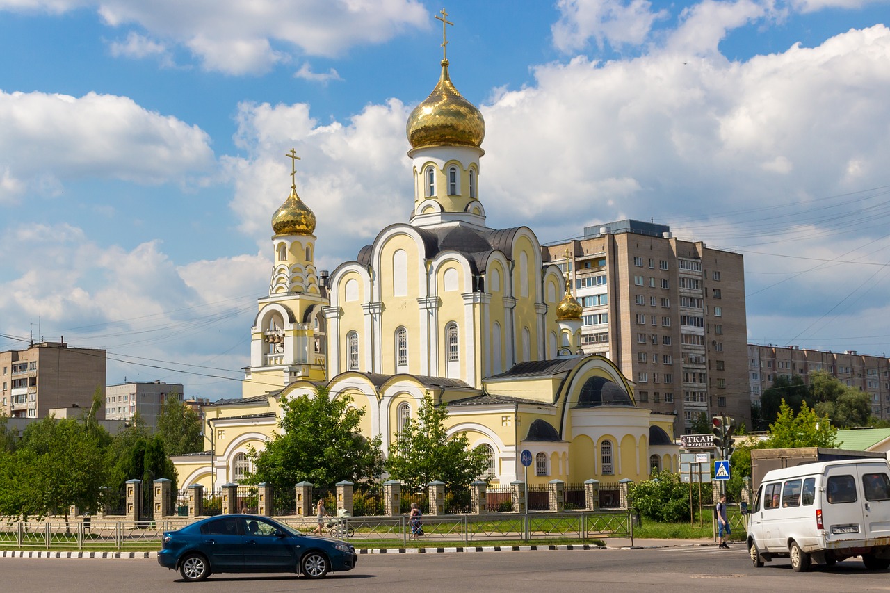 Obninskas, Bažnyčia, Rusija, Miestas, Šventykla, Religija, Dangus, Kupolas, Architektūra, Ortodoksija