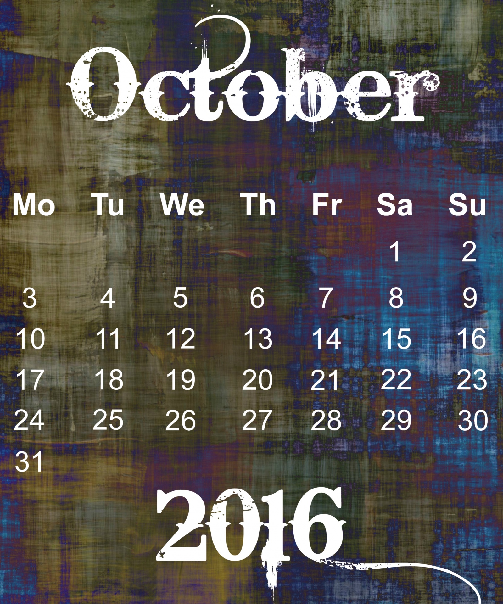 Spalio Mėn,  2016,  Kalendorius,  Plakatas,  Grunge,  Abstraktus,  Tapetai,  Data,  Diena,  Laikas