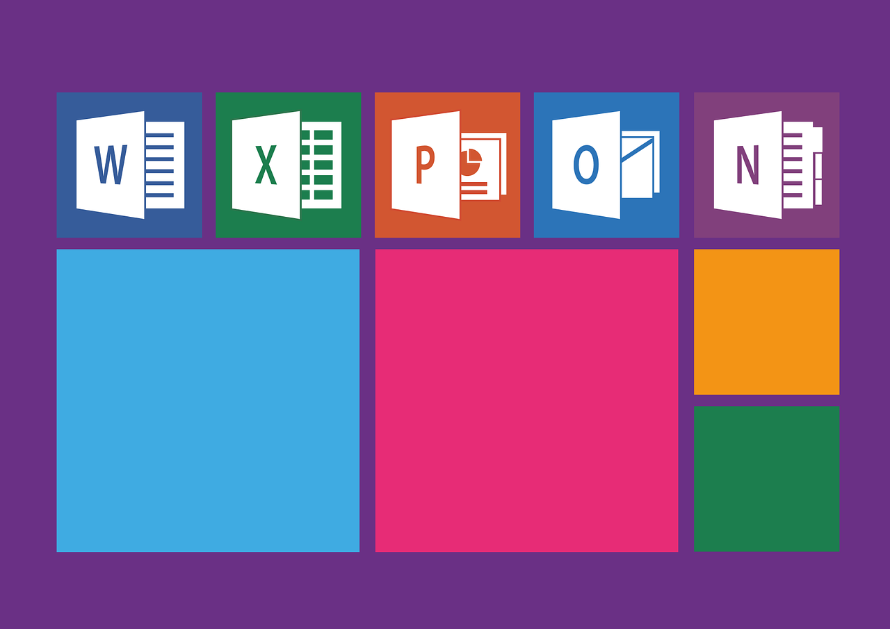 Biuras, Langai, Žodis, Excel, Powerpoint, Perspektyva, Vienas Užrašas, Microsoft, Plytelės, Kvadratas