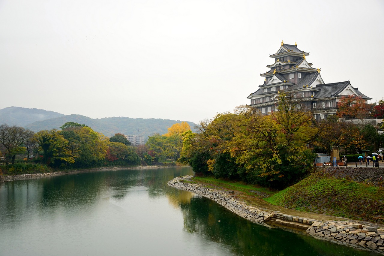 Okayama,  Pilis,  Lapų,  Upė,  Ruduo,  Lapai, Nemokamos Nuotraukos,  Nemokama Licenzija