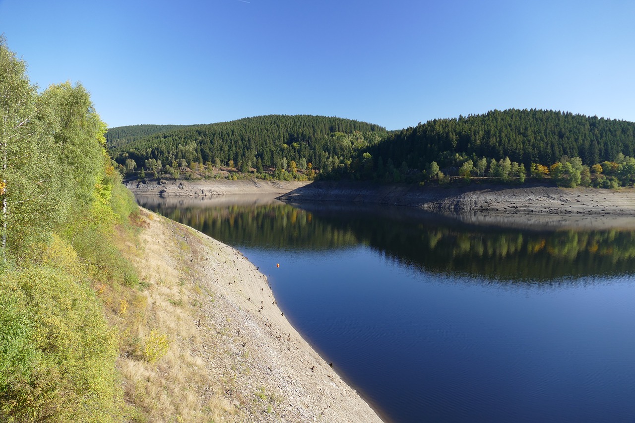 Oker, Užtvankos, Rezervuaras, Kraštovaizdis, Vandens Galia, Gamta, Vanduo, Panorama, Debesuota, Mėlynas Dangus