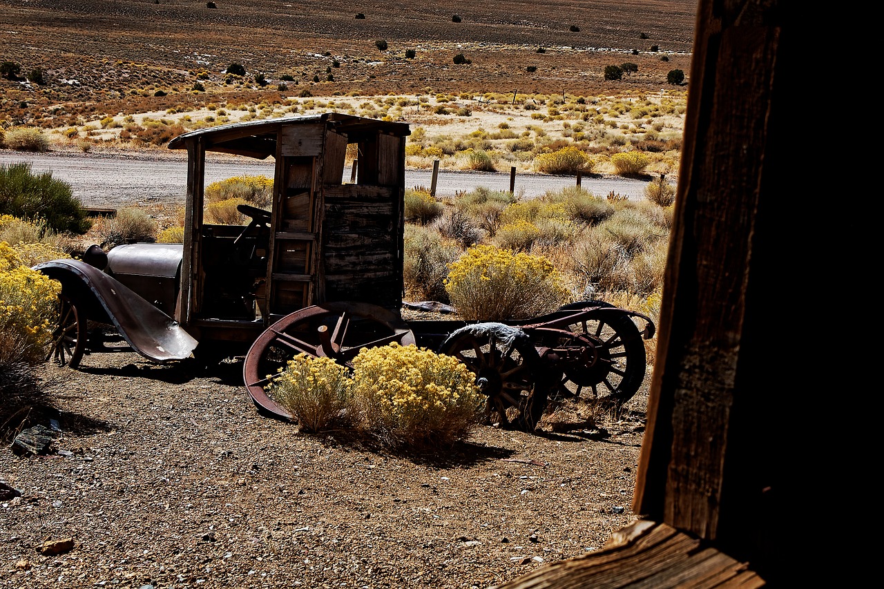 Senas Automobilis, Nerūdijantis, Vaiduoklių Miestas, Berlynas, Nevada, Amerikietis, Usa, Kelionė, Palikti, Dykuma