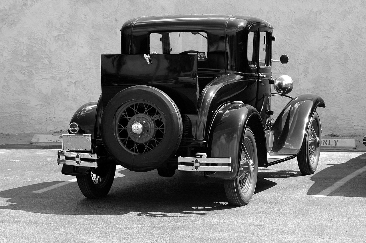 Senas Modelis T-Ford, Juoda, Balta, Vintage, Automobilis, Automobilis, Retro, Dizainas, Senas, Stilius