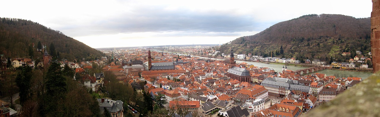 Senamiestis, Heidelbergas, Panorama, Upė, Pilis, Neckar, Vaizdas, Žinomas, Vokietija, Miestas