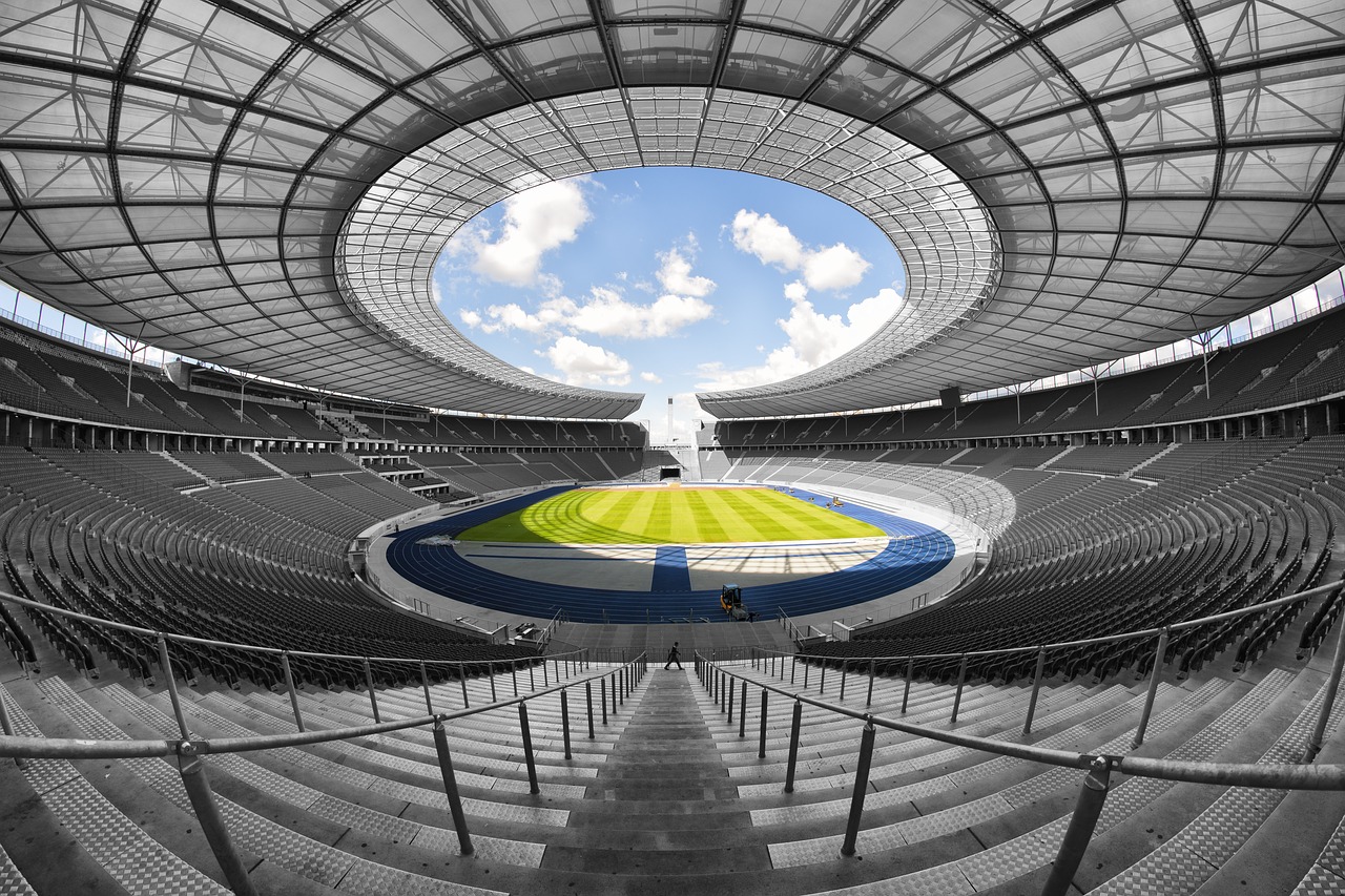 Olimpinis Stadionas, Berlynas, 1936, Simetriškas, Interjeras, Spalvinis Raktas, Ekstremalaus Ilgo Kadro, Nemokamos Nuotraukos,  Nemokama Licenzija