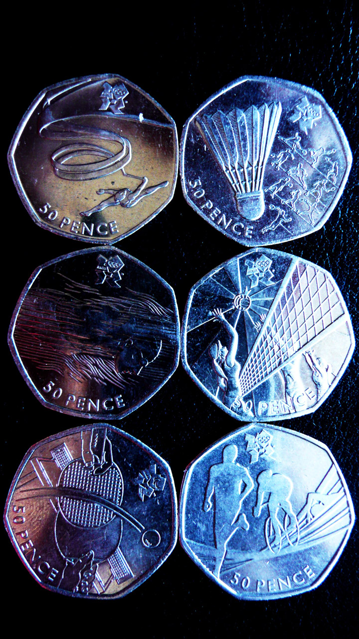 Pinigai,  Sportas,  Monetos,  Olimpinės Žaidynės,  Penkiasdešimt,  Pensas,  Britanija,  Simboliai,  Olimpinės Monetos, Nemokamos Nuotraukos