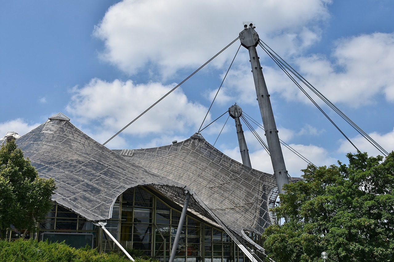 Olimpinis Stadionas, Stadionas, Architektūra, Pastatas, Stiklo Stogas, Munich, Parkas, Olimpija, Olimpinės Žaidynės, Žaidimų Svetainė