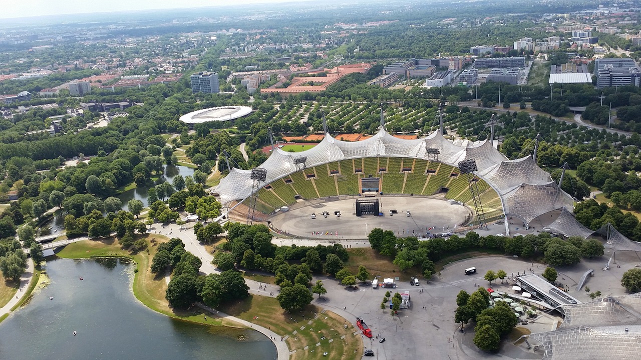 Olimpinis Stadionas, Munich, Oro Vaizdas, Vokietija, Nemokamos Nuotraukos,  Nemokama Licenzija