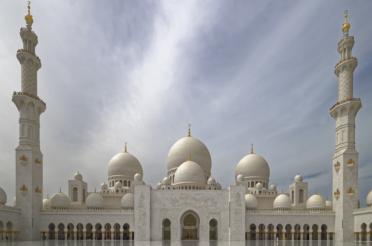 Oman, Abu Dabis, Šeišo Zaido Didžioji Mečetė, Minaretas, Architektūra, Kupolas, Religija, Kelionė, Nemokamos Nuotraukos,  Nemokama Licenzija