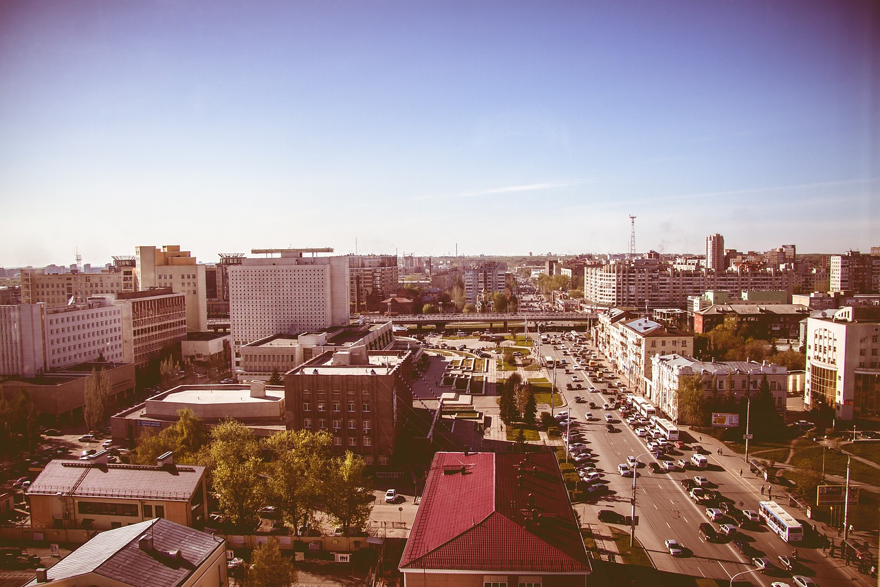 Omskas, Miestas, Vakarų Siberija, Rusija, Kelias, Architektūra, Transportas, Panorama, Megalopolis, Judėjimas