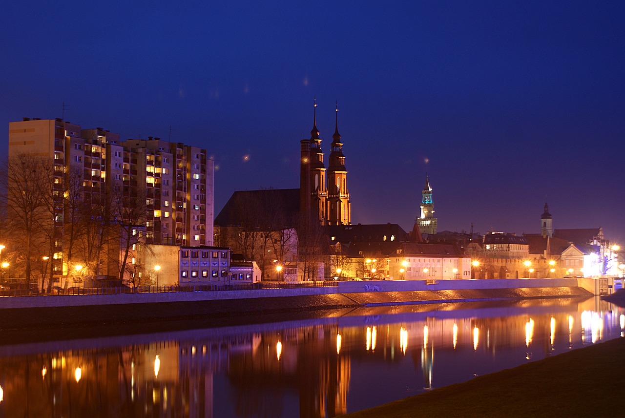Opolė, Katedra, Katedra Opole, Tymai, Nakties Nuotrauka, Naktis, Naktis, Tymų Naktis, Upė Naktį, Miestas Naktį