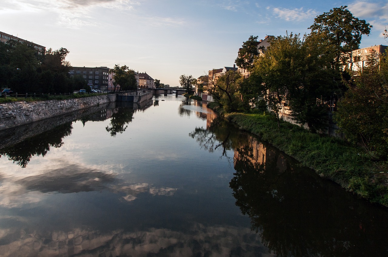 Opolė, Silesia, Vakaro Saulė, Millrace, Nemokamos Nuotraukos,  Nemokama Licenzija