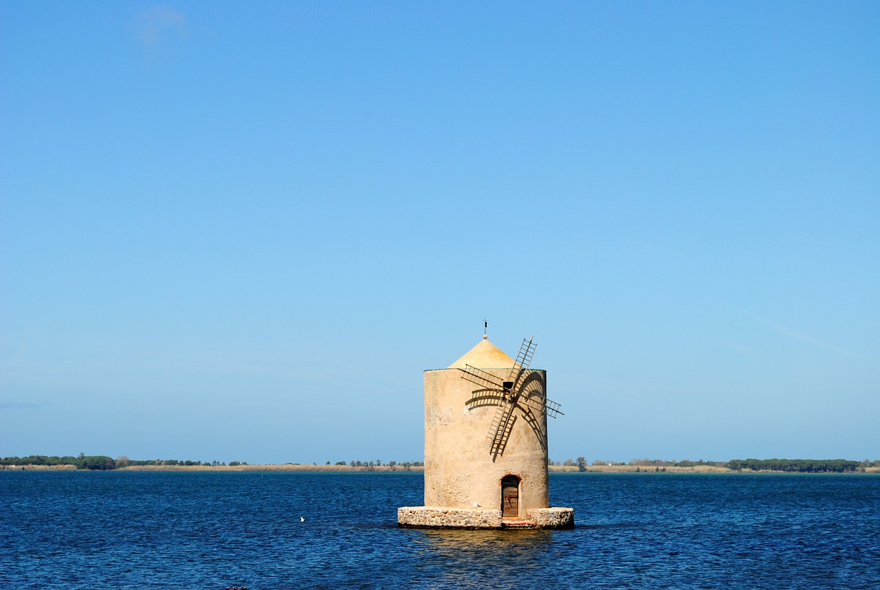 Orbetello, Crosetto, Italy, Jūra, Riviera, Italian Riviera, Vėjo Malūnas, Vanduo, Dangus, Mėlynas