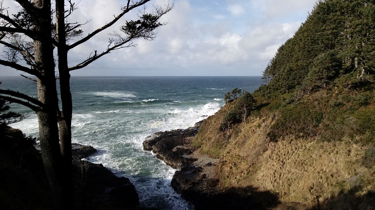 Oregonas, Kranto, Jūros Dugnas, Cape Perpetua, Vandenynas, Žiema, Velnio Varčia, Uolingas, Bangos, Nemokamos Nuotraukos