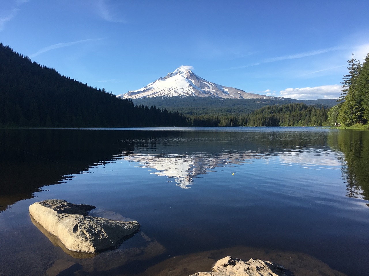 Oregonas,  Mounthoodlake,  Vandens,  Pobūdį,  Debesys,  Nuotaika,  Atspindys,  Vaizdingas,  Žvejybos,  Veidrodinis