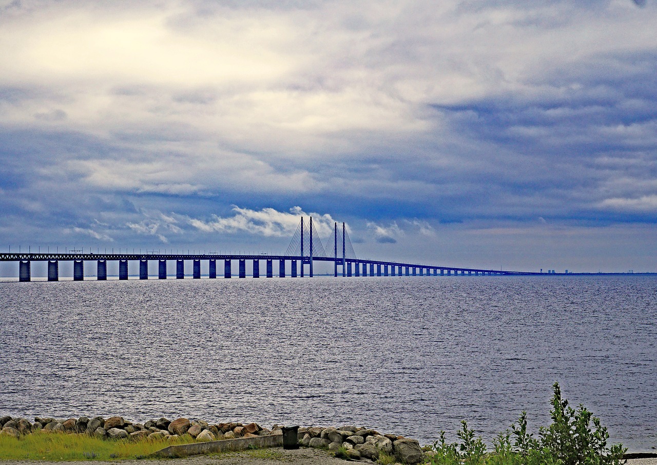 Oresund Tiltas,  Švedija,  Denmark,  Jūrų Perėja,  Ankštas,  Kattegat,  Baltijos Jūra,  Vandenys,  Dangus,  Dramatiškas