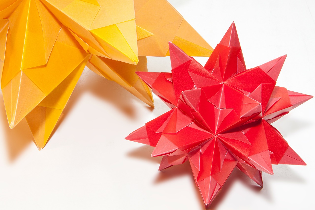 Origami, Popieriaus Lankstymo Menas, Kartus, 3 Matmenys, Objektas, Žvaigždė, Didelis, Mažas, Geometriniai Kūnai, Geltona