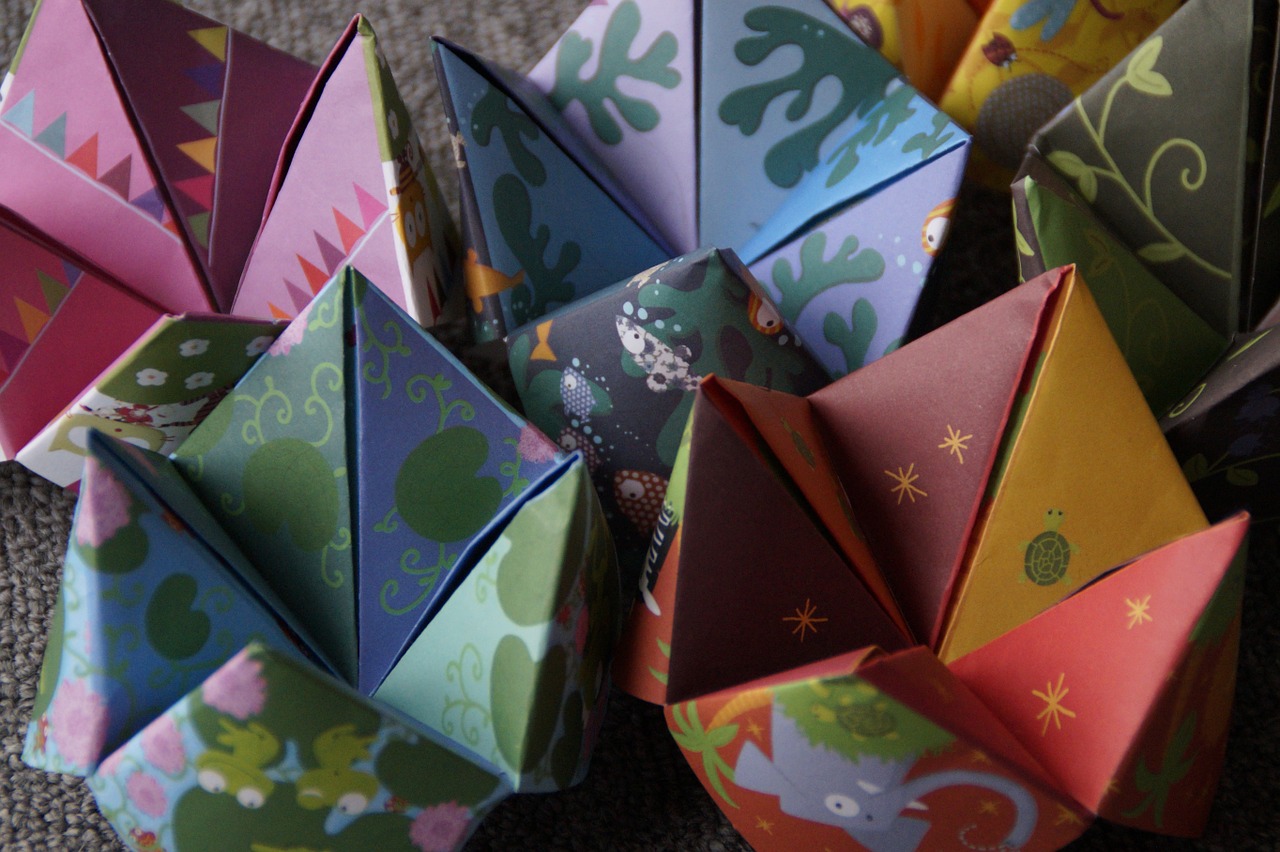 Origami, Dangus Ir Pragaras, Sulankstytas, Popierius, Spalvinga, Tinker, Spalva, Popieriai, Kartus, Lankstymo Menas