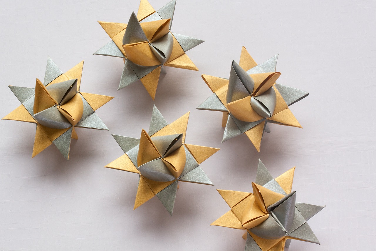 Origami, Popieriaus Lankstymo Menas, Kartus, 3 Matmenys, Objektas, Žvaigždė, Geometriniai Kūnai, Auksas, Sidabras, Nemokamos Nuotraukos