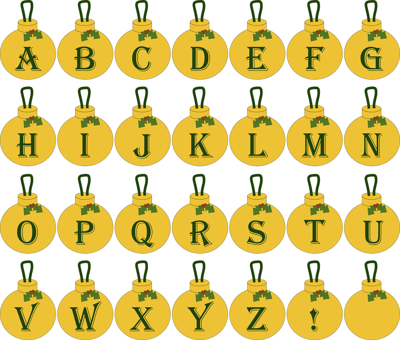 Ornamentas, Apdaila, Beabilis, Kalėdos, Šventė, Rutulys, Gaublys, Abėcėlė, Raidės, Holly