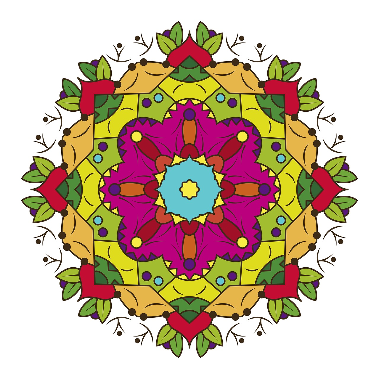 Ornamentas, Iliustracija, Gėlė, Menas, Abstraktus, Mandala, Spalvos, Grožis, Šiuolaikinis Menas, Geometrija