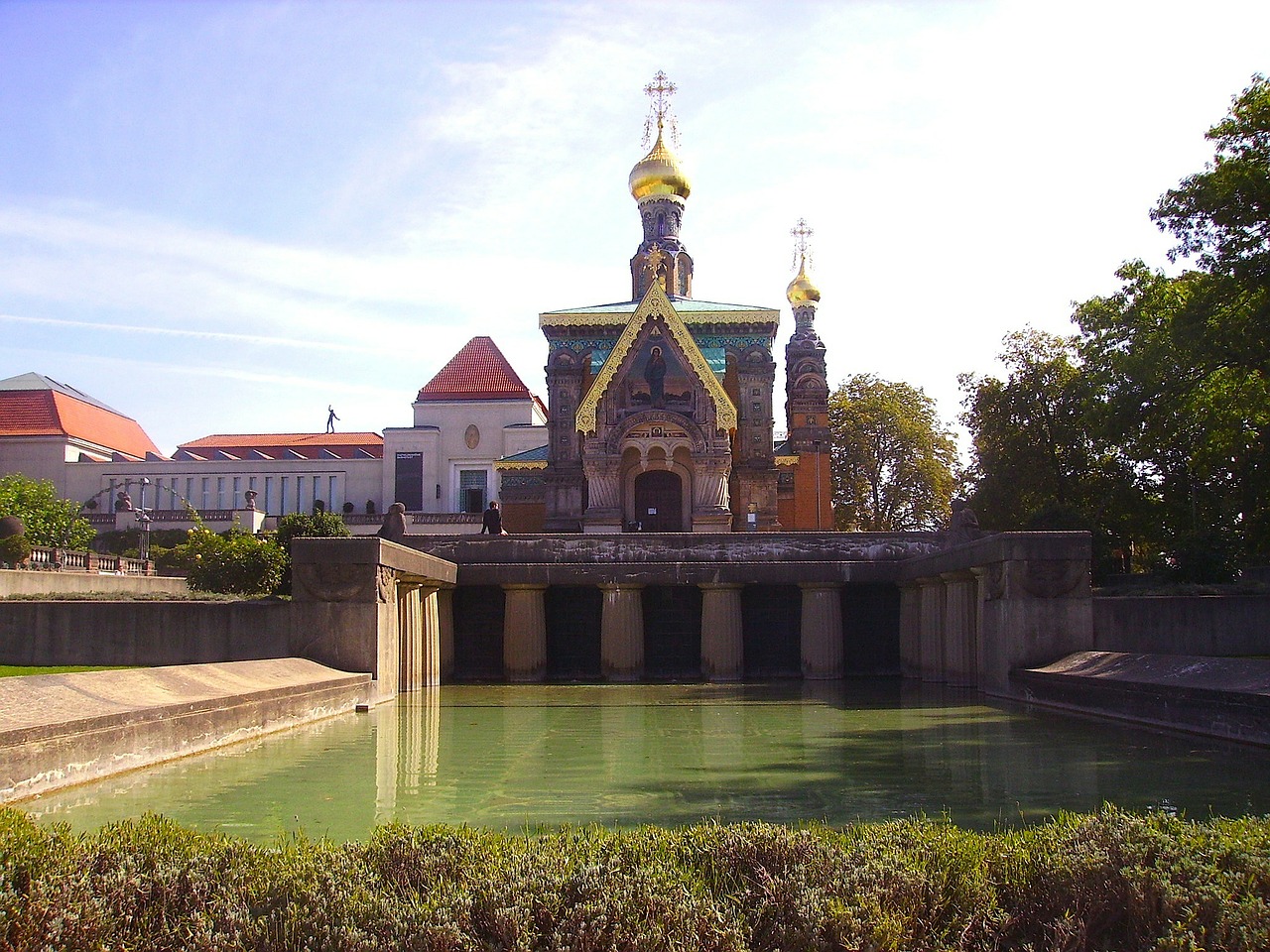 Ortodoksų Bažnyčia, Spiers, Pastatai, Architektūra, Religija, Dangus, Debesys, Tvenkinys, Vanduo, Apmąstymai