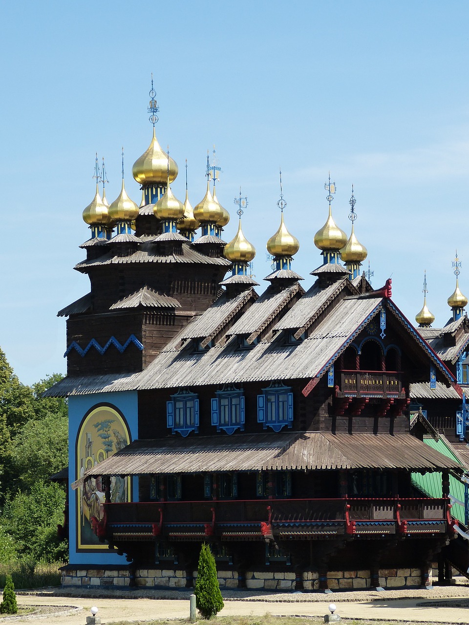 Ortodoksas, Bažnyčia, Kiupel, Svogūnų Kupolas, Bokštas, Auksinis, Spire, Mediena, Tikėjimas, Religija