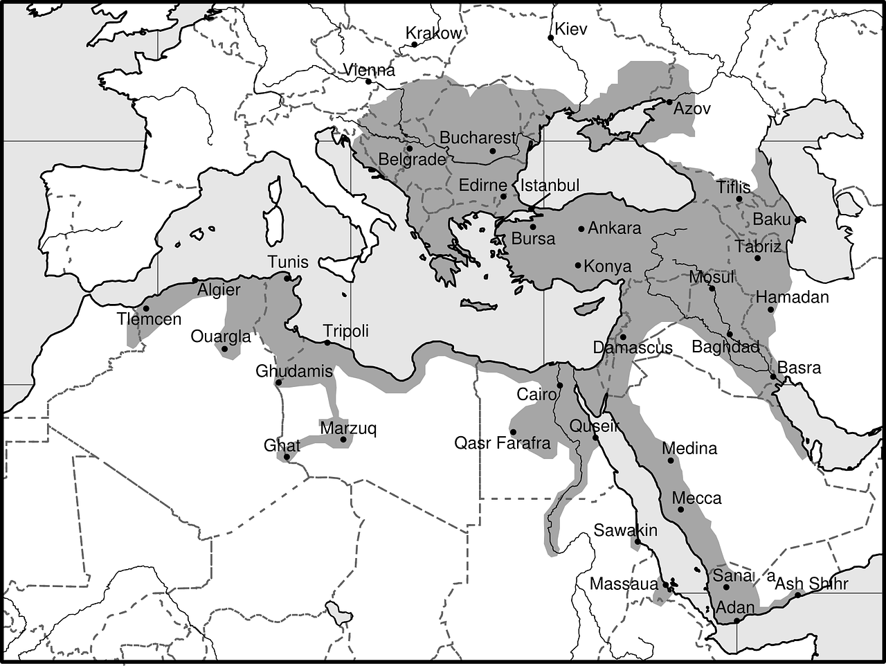 Osmanų Imperijos Žemėlapis, Osmanų Imperijos Žemėlapis, Istorinis Žemėlapis, Europa, Šiaurės Afrika, Asija, Artimieji Rytai, Viduržemio Jūra, Nemokama Vektorinė Grafika, Nemokamos Nuotraukos