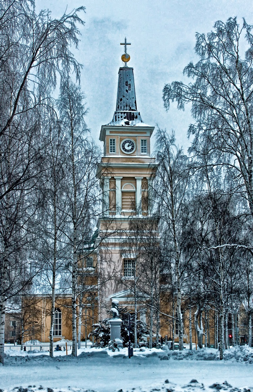 Oulu, Finland, Katedra, Bažnyčia, Pastatas, Architektūra, Hdr, Žiema, Sniegas, Ledas
