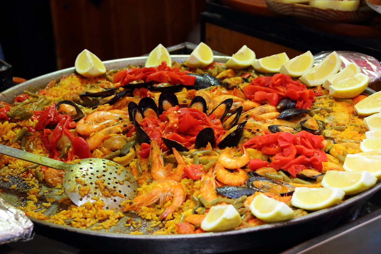 Paella, Ryžiai, Scampi, Citrinos, Ispanija, Tautinis Patiekalas, Valgyti, Krevetės, Maistas, Jūros Gėrybės