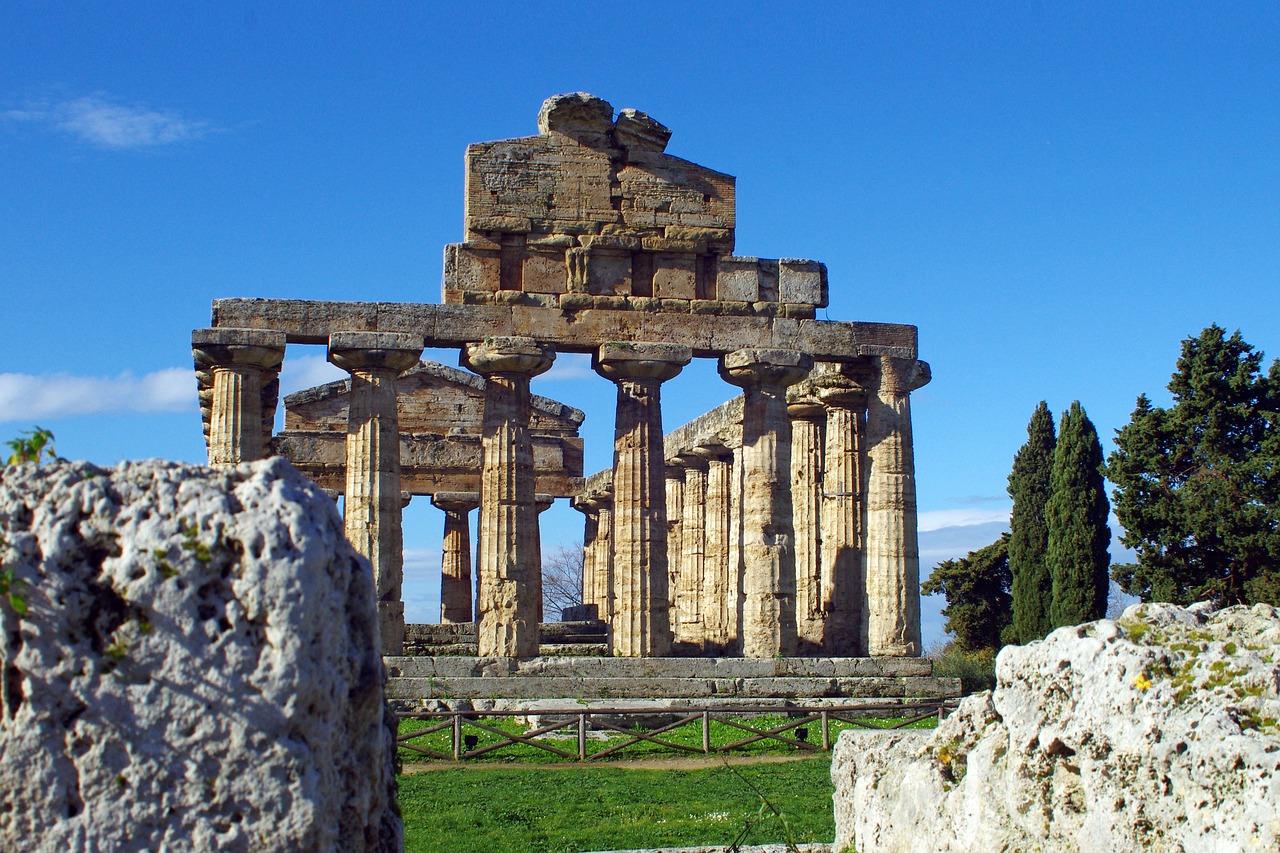 Paestum, Salerno, Italy, Athenos Šventykla, Magna Grecia, Senovės Šventykla, Graikų Šventykla, Doric Stiliaus, Archeologija, Nemokamos Nuotraukos