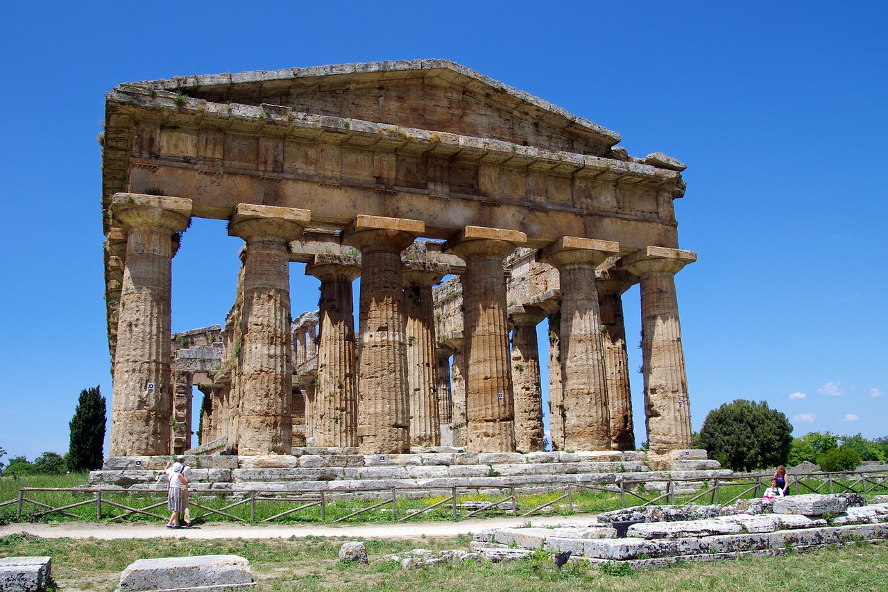 Paestum, Salerno, Italy, Neptūno Šventykla, Magna Grecia, Senovės Šventykla, Graikų Šventykla, Doric Stiliaus, Archeologija, Nemokamos Nuotraukos