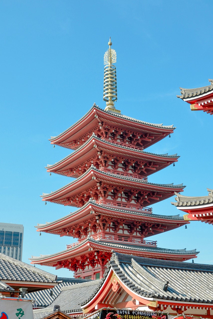 Pagoda, Senso-Ji, Šventykla, Asakusa, Tokyo, Japonija, Budizmas, Budistinis, Religija, Sensoji