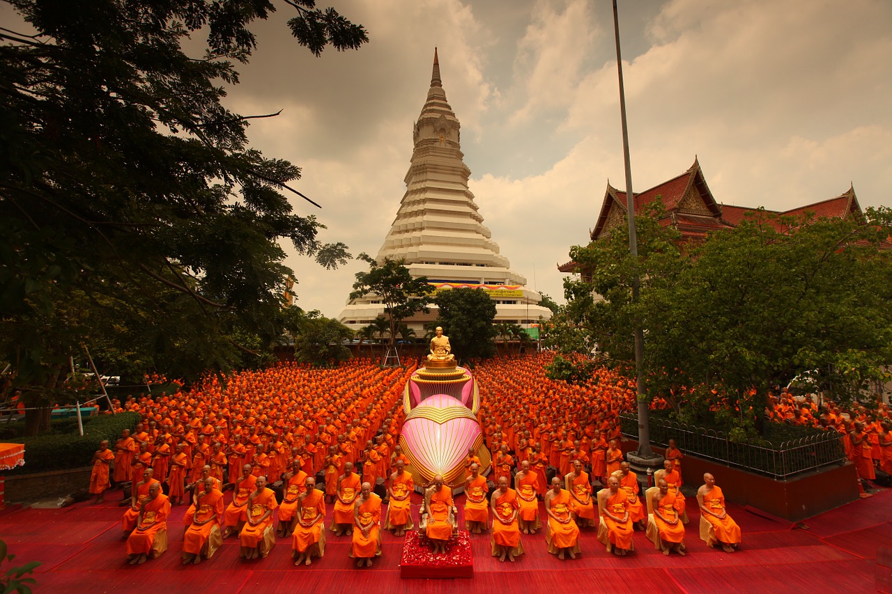 Pagoda, Aukščiausiasis Patriarchas, Budistams, Patriarchas, Kunigai, Vienuolis, Oranžinė, Drabužiai, Tailandas, Asija