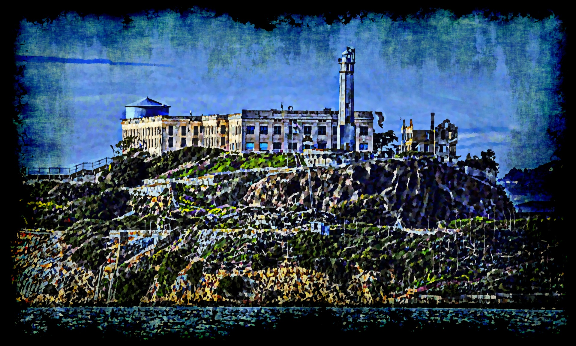 Alcatraz,  Grunge,  Kalėjimas & Nbsp,  Įkalintas,  Sala,  Alcatraz & Nbsp,  Sala,  San & Nbsp,  Francisco,  Nudažyta Alcatraz Sala