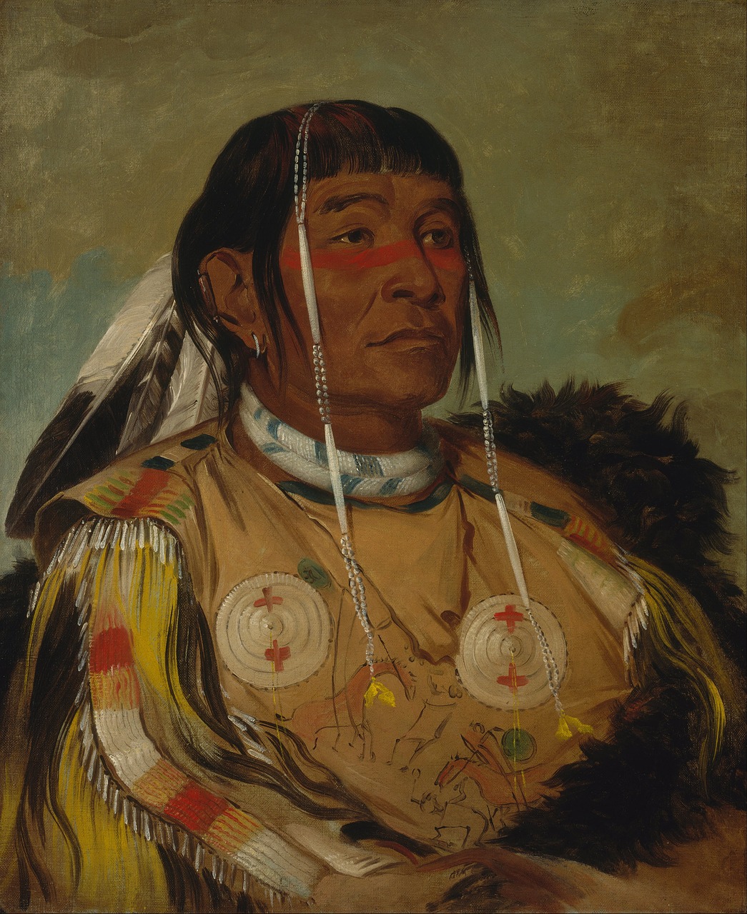 Dažymas, Menas, Meno Kūriniai, George Catlin, 1831, Sha-Co-Pay, Lygumų Viršininkas, Ojibwa, Indijos, Indėnas
