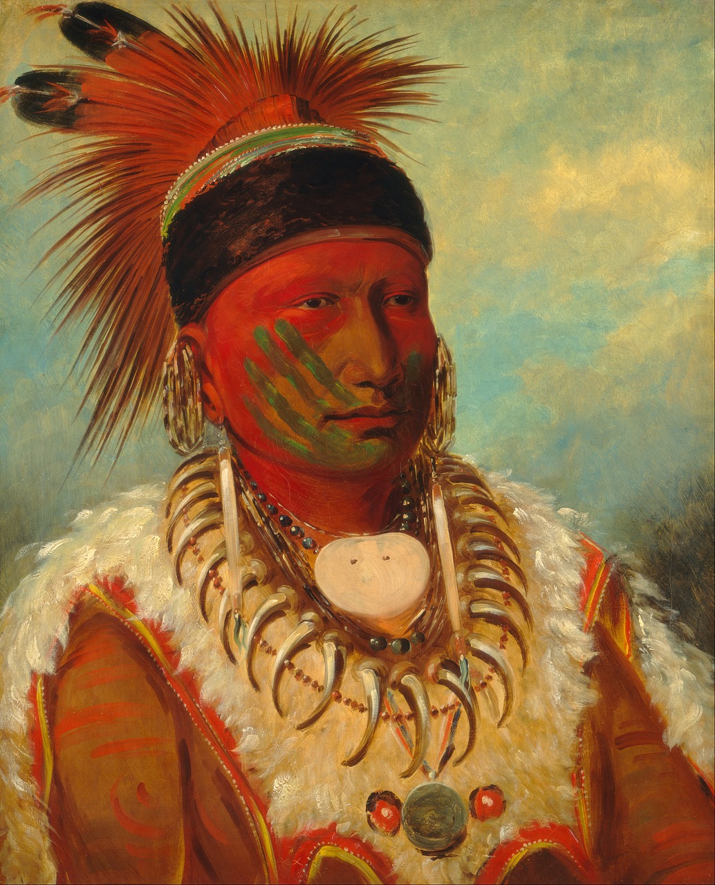 Dažymas, Meno Kūriniai, Menas, George Catlin, 1831, Baltas Debesis, Vyriausiasis Iowas Vadovas, Indijos, Indėnas, Drobė